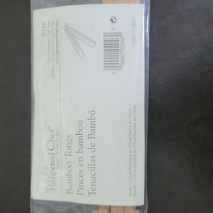Pampered Chef 7" Bamboo Tongs - #2046 Brand New in Sealed Package